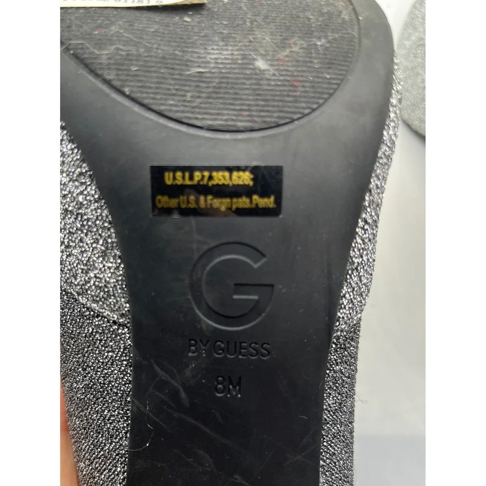 Guess Silver Glitter Peep Toe Ankle‎ Booties Women's Size 8M Heel Zipper